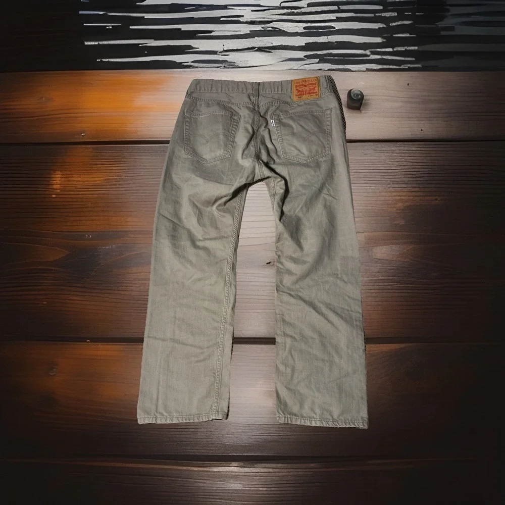 Levis 505 Brown Regular Fit Khaki Denim Straight‎ Leg Jeans Mens Sz 34